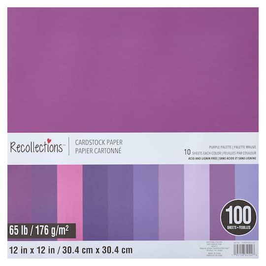 9 Packs: 100 ct. (900 total) Purple Palette 12&#x22; x 12&#x22; Cardstock Paper by Recollections&#x2122;